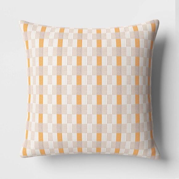 Threshold - Oversized Woven Linework Square Throw Pillow Gold/ Gold/Neutral - Picture 1 of 4